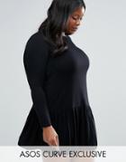 Asos Curve Drop Waist Shift Dress - Black
