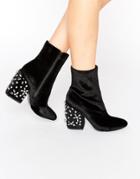 Asos Endoria Embellished Heel Ankle Boots - Black