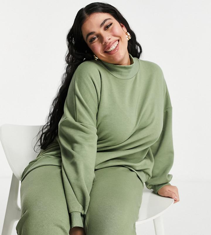 Chelsea Peers Curve Eco Jersey Oversized Lounge Sweatshirt In Sage Green