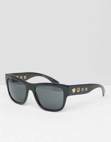 Versace Square Sunglasses With Side Studs - Black