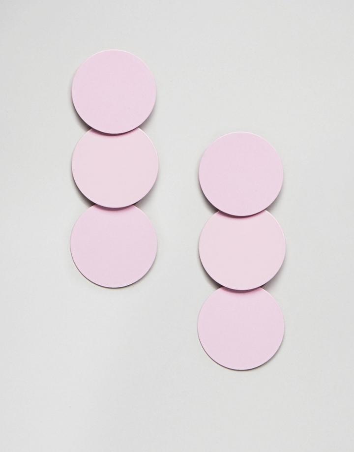 Asos Triple Disc Drop Earrings - Pink