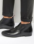 Hugo Boss Paris Short Leather Lace Up Boots - Black