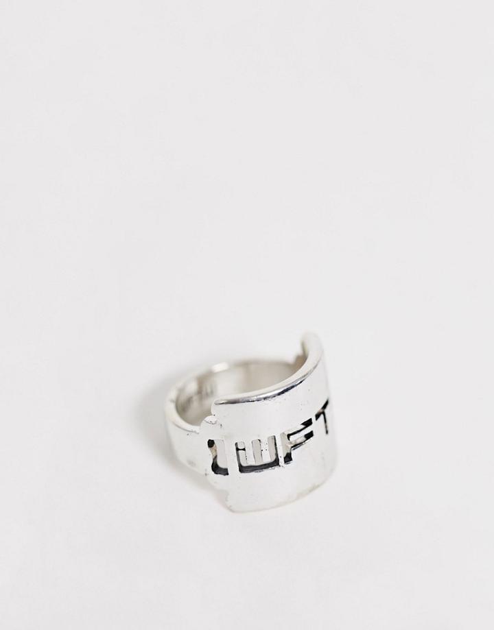 Wftw Band Ring With Cut Out Logo In Silver
