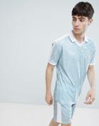 Asos Design Relaxed Polo Shirt In Jaquard Fabric In Blue - Blue