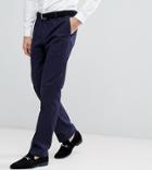 Heart & Dagger Slim Stretch Suit Pants In Tweed Check - Navy