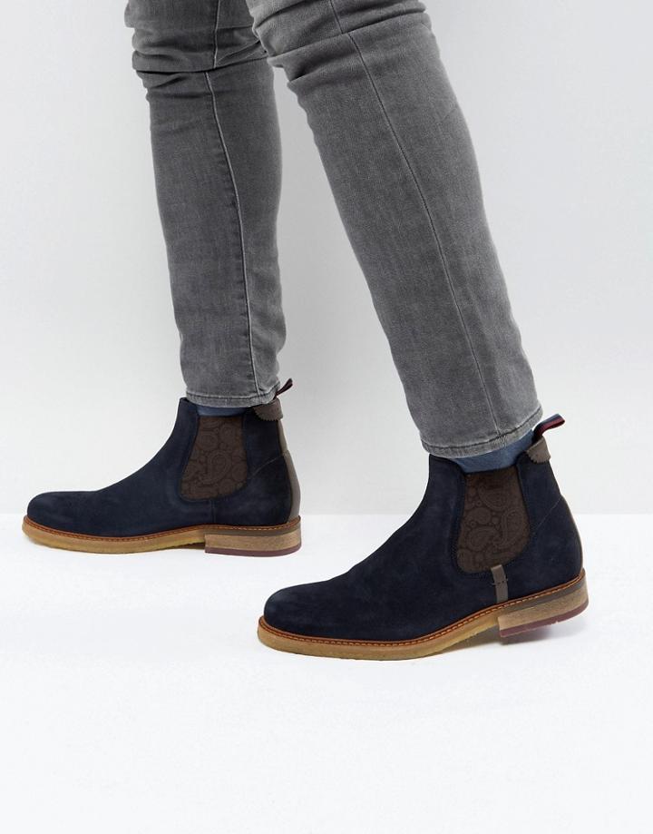 Ted Baker Bronzo Suede Chelsea Boots-navy