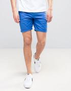 Asos Slim Chinos Shorts In Bright Blue - Blue