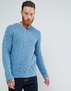 Asos Chunky Cable Sweater In Denim Blue - Blue