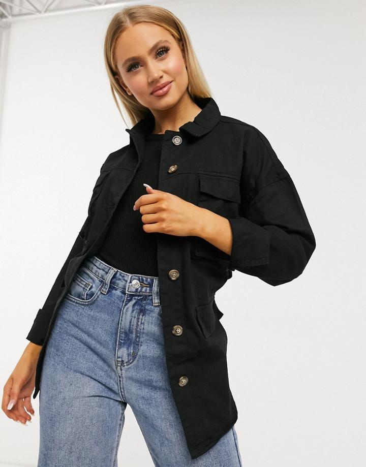 Brave Soul Aiko Military Shirt Jacket-black