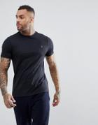 Farah Denny Slim Fit Logo T-shirt In Black Marl - Black