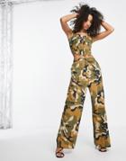 I Saw It First Wide Leg Cargo Pants In Camo Print - Part Of A Set-multi
