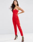 Asos Tailored Bandeau Jumpsuit - Red
