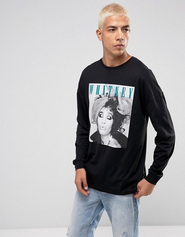 Asos Whitney Oversized Long Sleeve T-shirt - Black