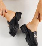 Raid Wide Fit Sadie Chunky Backless Loafers In Black