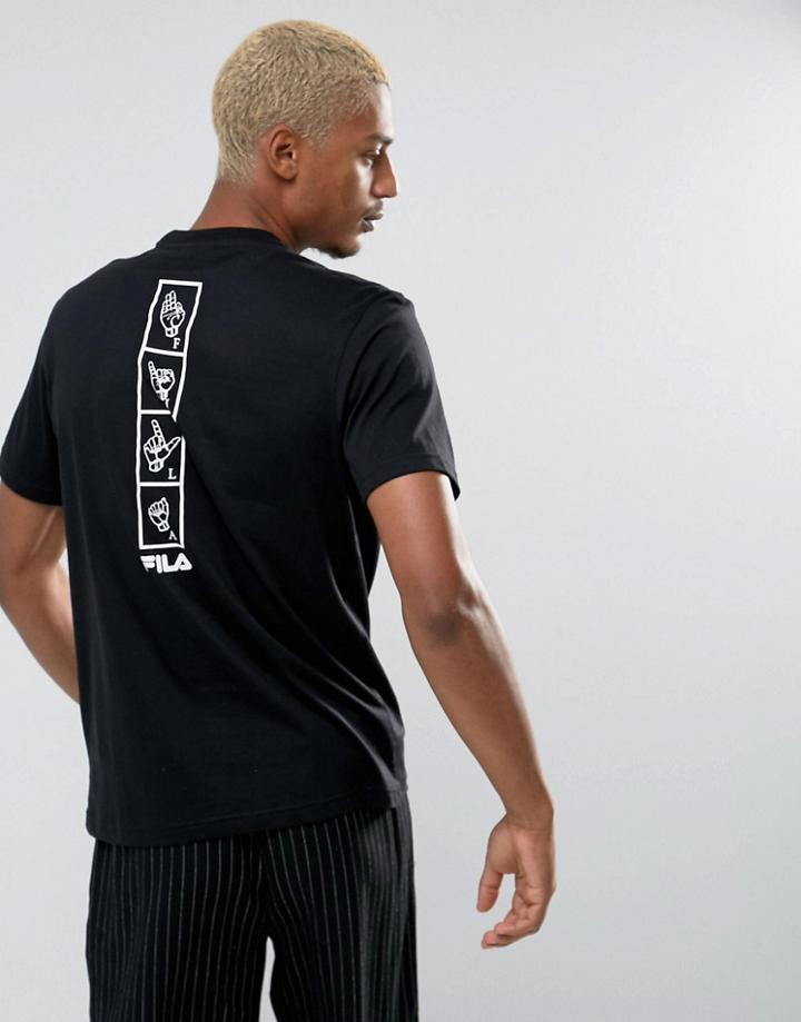 Fila Black T-shirt With Sign Back Print In Black - Black