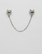 Noose & Monkey Fox Collar Tips & Chain In Silver - Silver