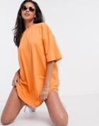Asos Design Oversized T-shirt Dress In Bright Orange