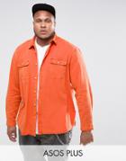 Asos Plus Oversized Vintage Wash Shirt In Orange - Orange