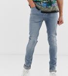 Asos Design Tall Super Skinny Jeans In Light Wash-blue
