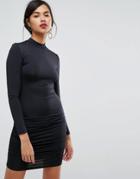Ivyrevel Long Sleeve High Neck Mini Bodycon Dress - Black