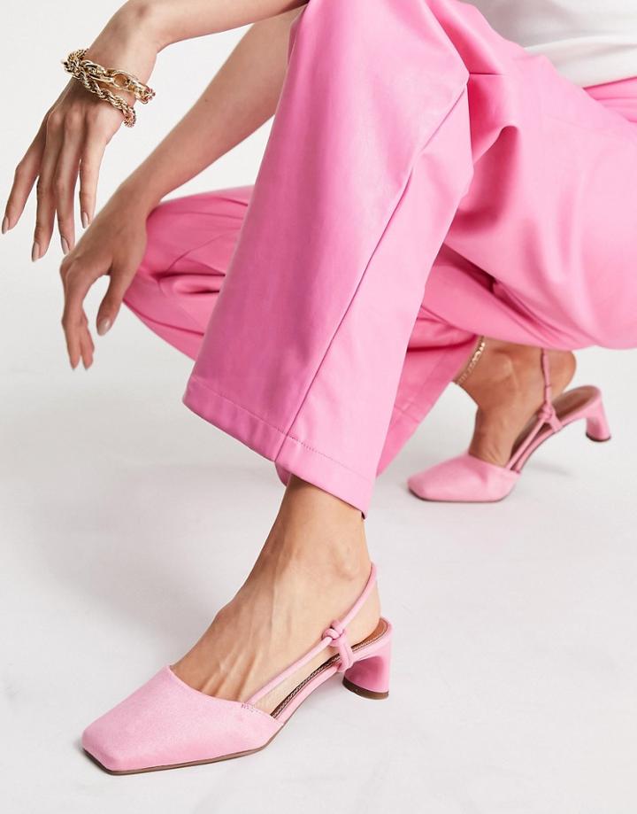 Asos Design Sabrina Slingback Mid Heeled Shoes In Pink