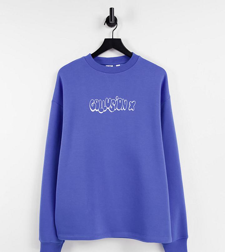 Collusion Oversized Sweatshirt In Blue - Part Of A Set-blues