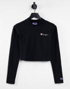 Champion Mock Neck Crop Top In Black