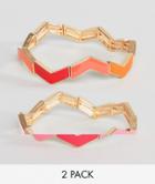 Asos Design Pack Of 2 Bracelets In Stacking Zig Zag Design - Multi