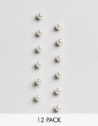 Asos Pack Of 12 Tiny Pearl Stud Earrings