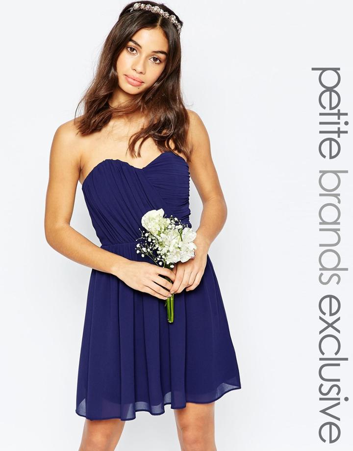 Tfnc Petite Wedding Bandeau Chiffon Mini Dress - Navy