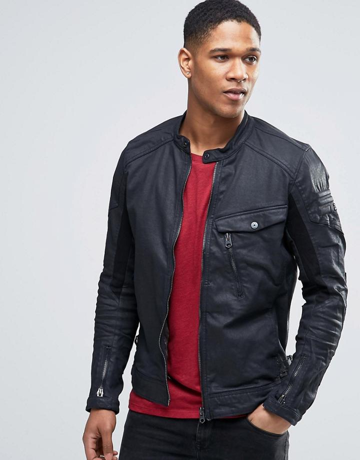 G-star Denim Biker Jacket Revend Moto 3d Slim Fit Stretch Black - 3d Dark Aged