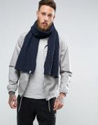 Selected Homme Jakey Scarf In Chunky Knit - Navy