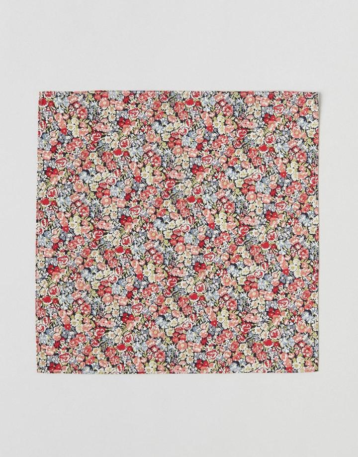 Gianni Feraud Liberty Print Chive Pocket Square - Red