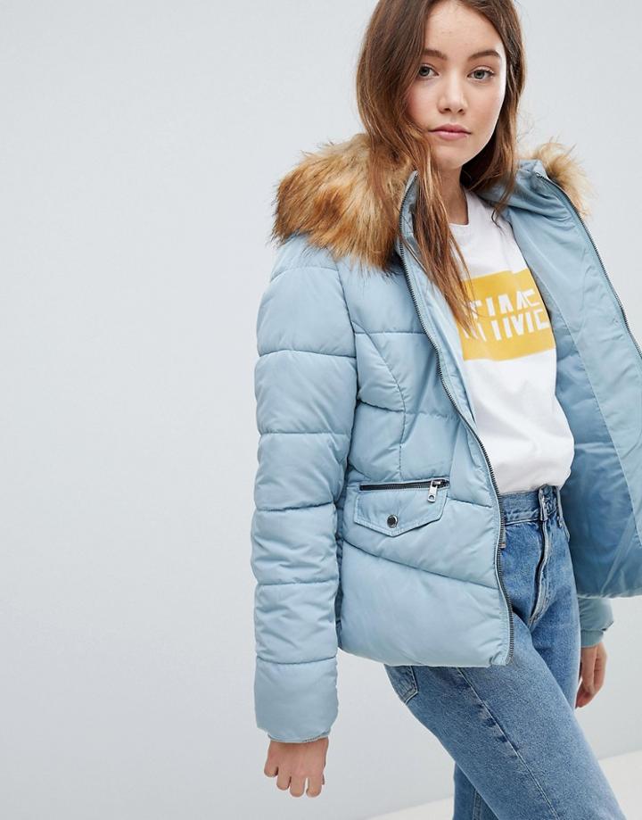 Only Sanna Short Quilted Jacket-blue