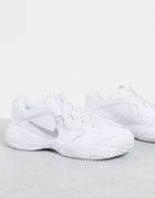 Nike Court Lite 2 Sneakers In White And Metallic Silver