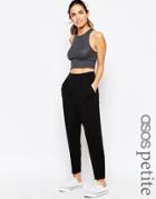 Asos Petite Jersey Peg Pants With Wrap Front - Black