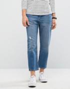 Kiomi Tapered Fit Jeans With Cropped Leg - Blue