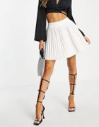 I Saw It First Leather Look Pleated Mini Skirt In White
