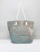 Asos Beach Shopper Bag With Rope Handle - Blue