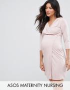 Asos Maternity Nursing Slinky Wrap Dress - Pink