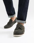 Asos Design Loafers In Gray Suede With White Sole - Gray