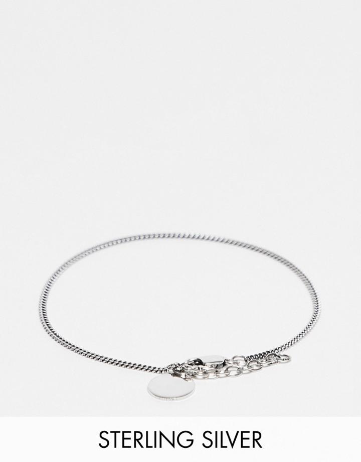 Asos Design Sterling Silver Chain Bracelet With Circle Pendant In Silver