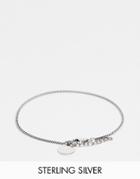 Asos Design Sterling Silver Chain Bracelet With Circle Pendant In Silver