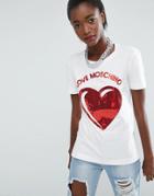 Love Moschino Sequin Heart T-shirt - White