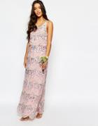 Maya Chiffon Maxi Dress With Embellishment - Crystal Pink Base