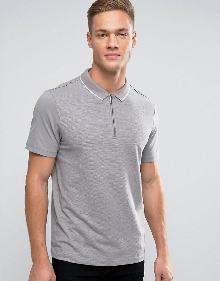 Burton Menswear Zip Polo Shirt - Green