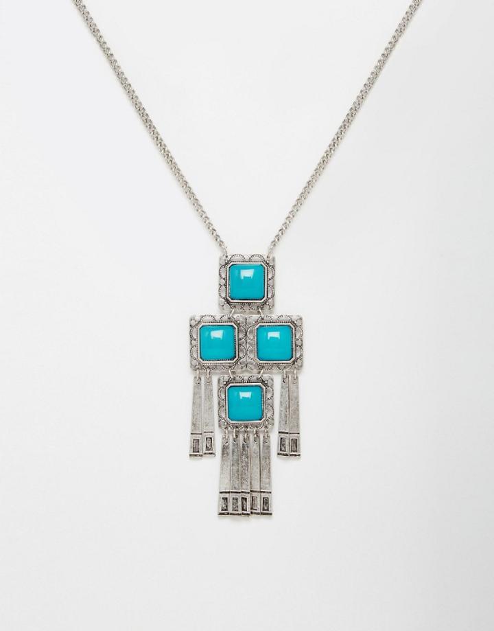 Asos Western Drop Necklace - Burnished Silver