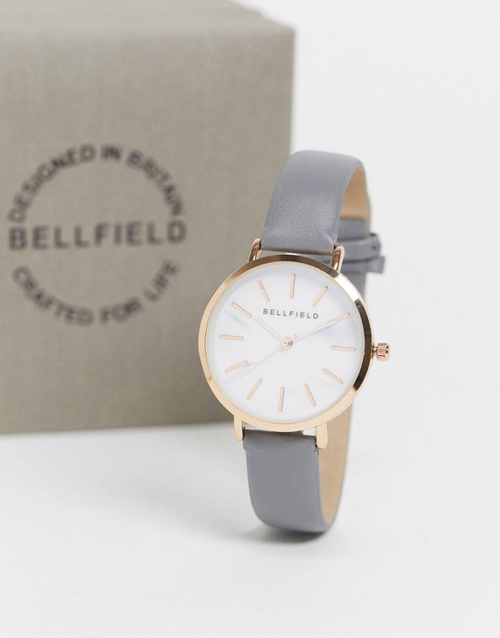 Bellfield Pu Strap Watch With Gold Detail-grey