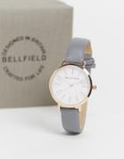 Bellfield Pu Strap Watch With Gold Detail-grey