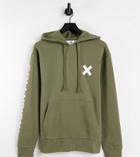 Collusion Unisex Organic Cotton Logo Hoodie In Khaki-green